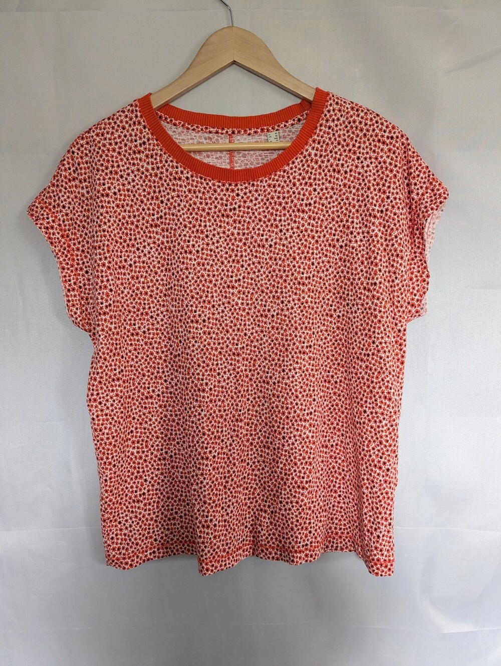 Esprit Ditsy Floral Poppy Print Dolman Cap Sleeve Tee Cotton Blend XL